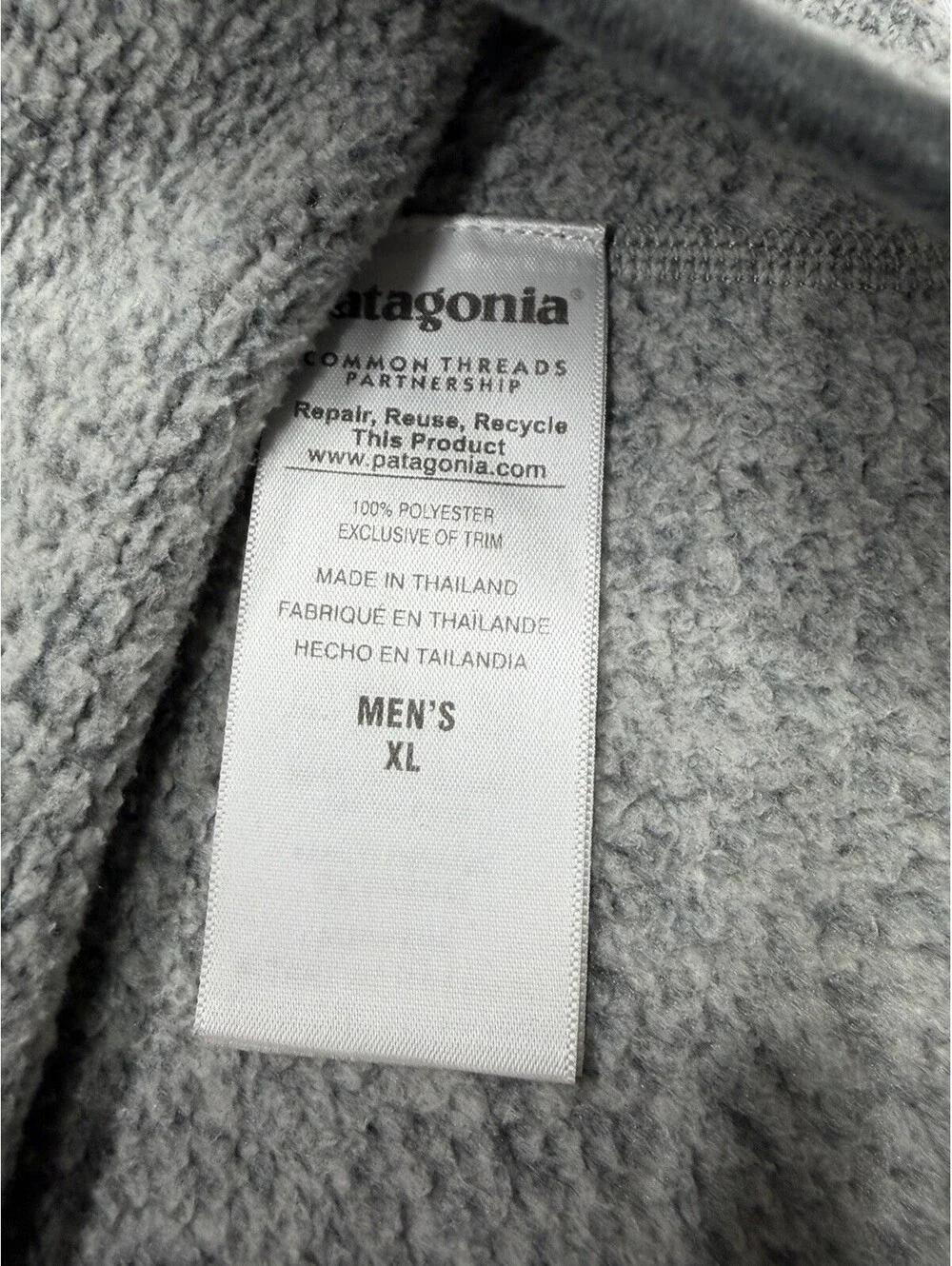 Patagonia Mens Better Sweater 1/4 Zip Fleece- Two Tone Gray- Size XL